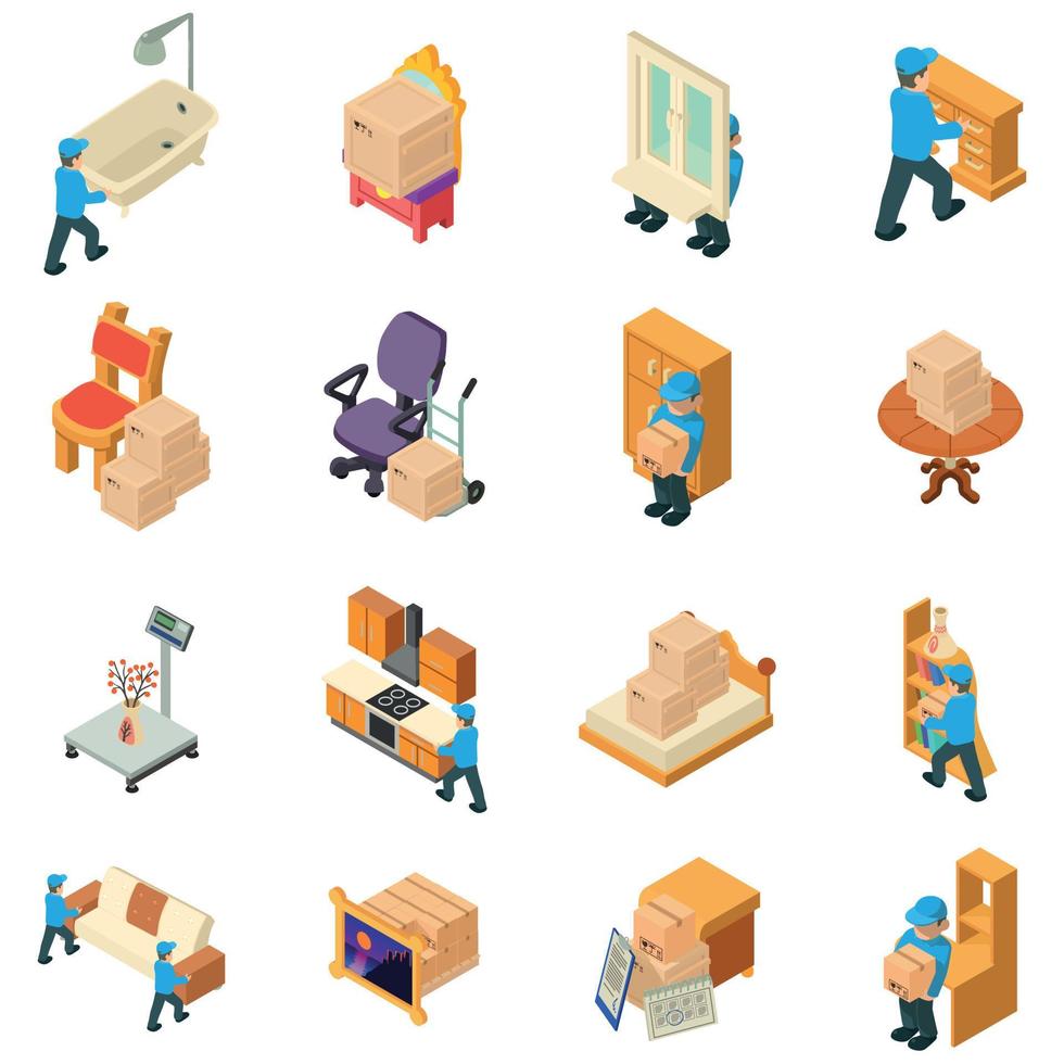 Move icons set, isometric style vector