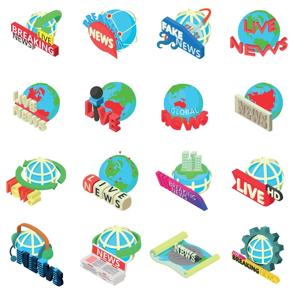 News icons set, isometric style vector