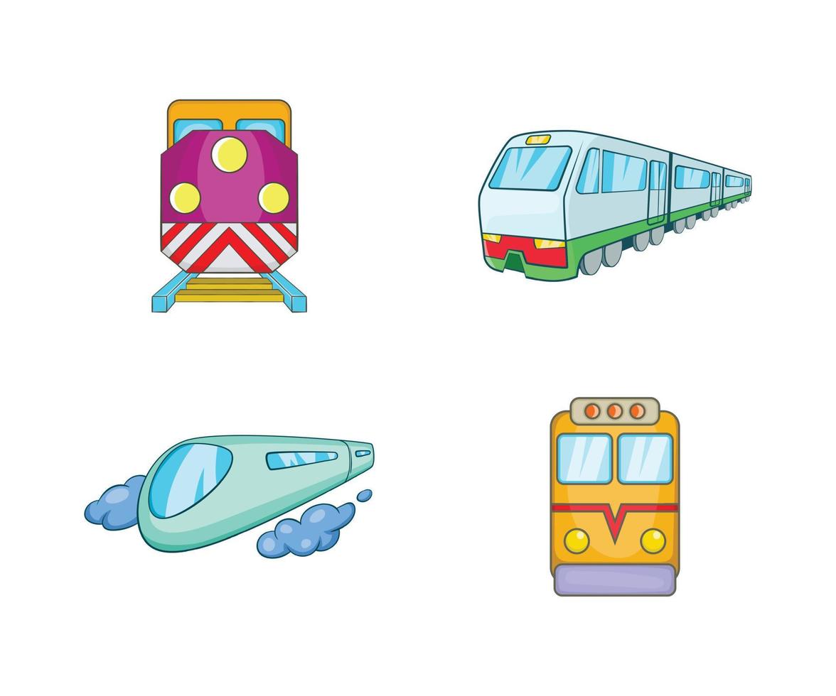 Train icon set, cartoon style vector