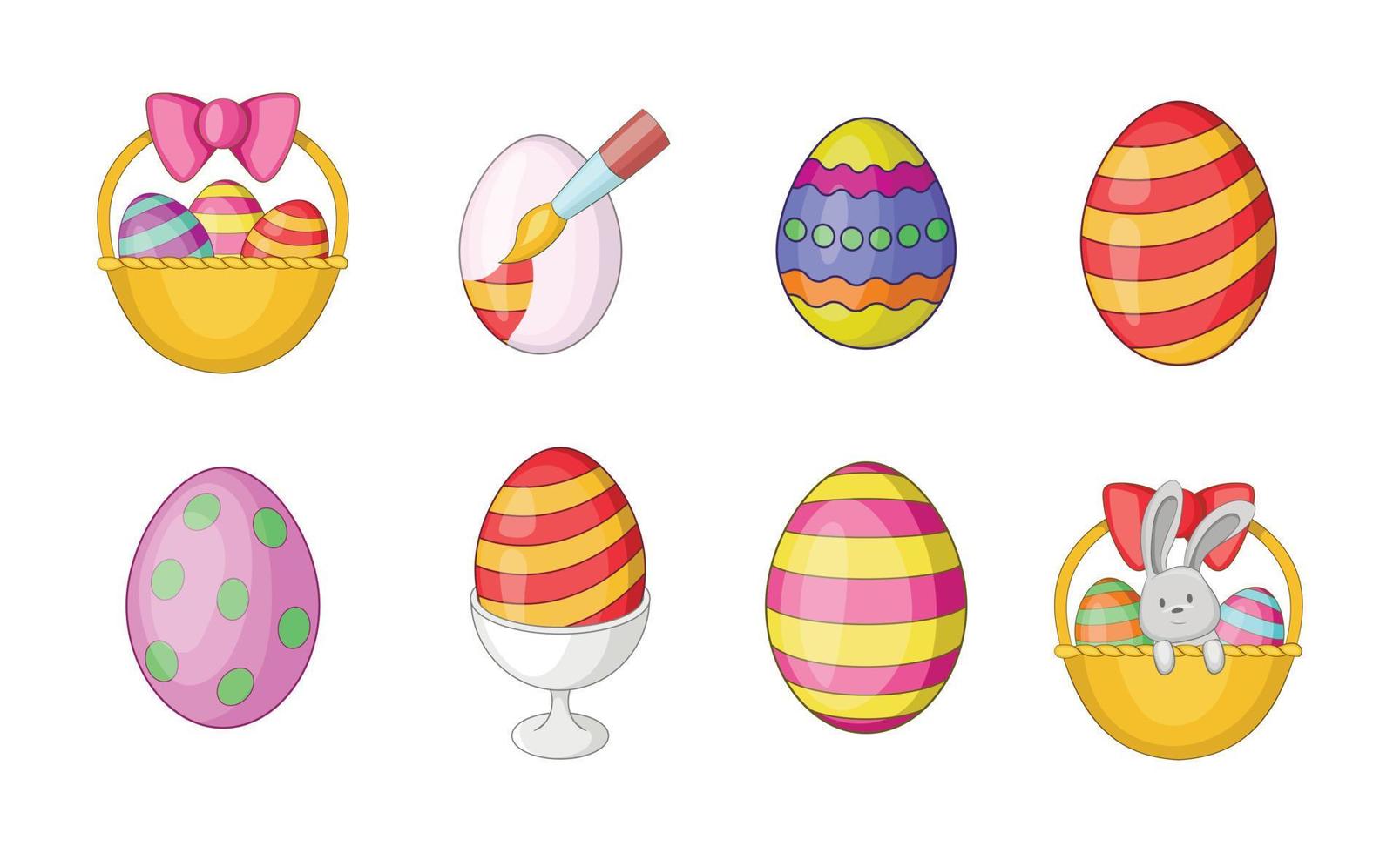 Eggs icon set, cartoon style vector