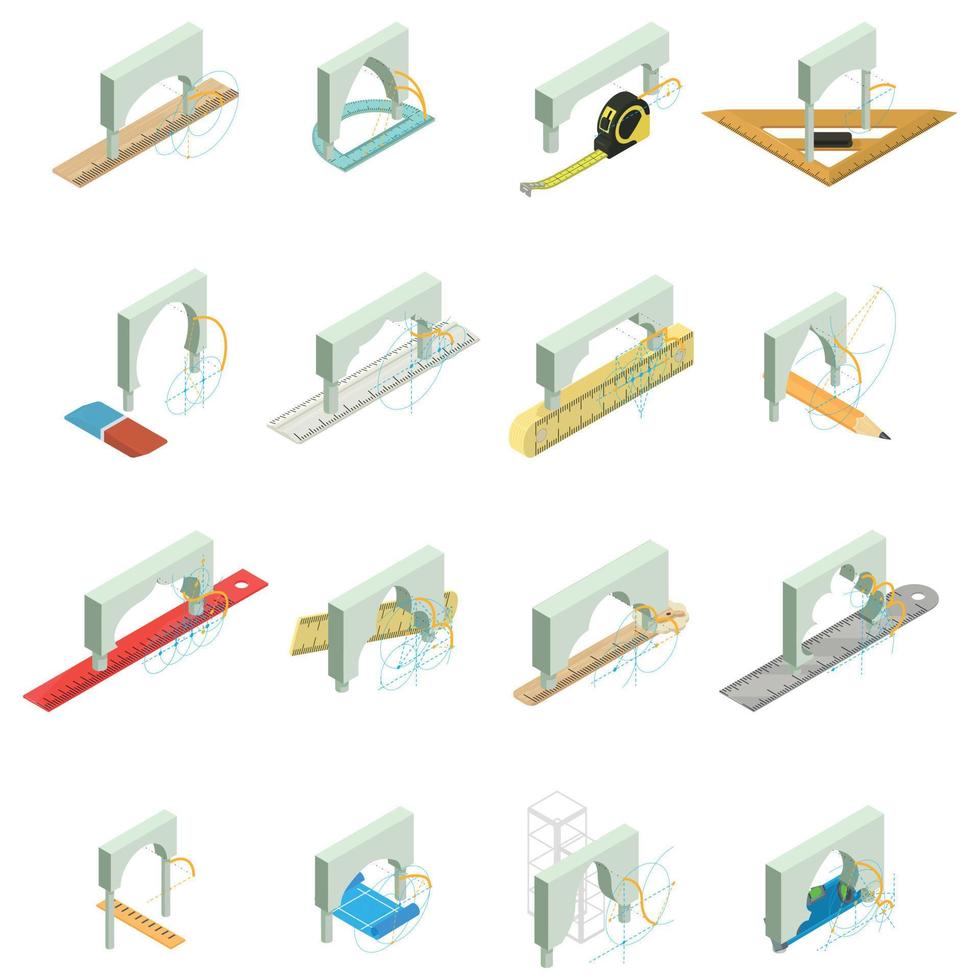 conjunto de iconos de reparación de puentes, estilo isométrico vector