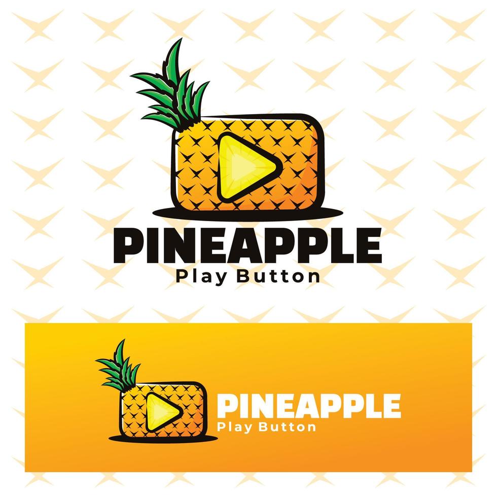 pineapple youtube play button art illustration vector