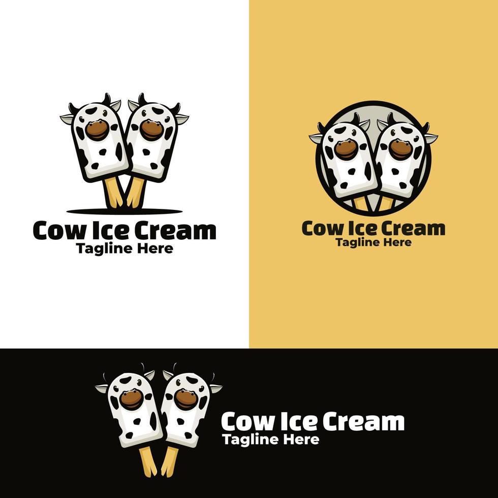 Cute cow ice cream art illustration vector