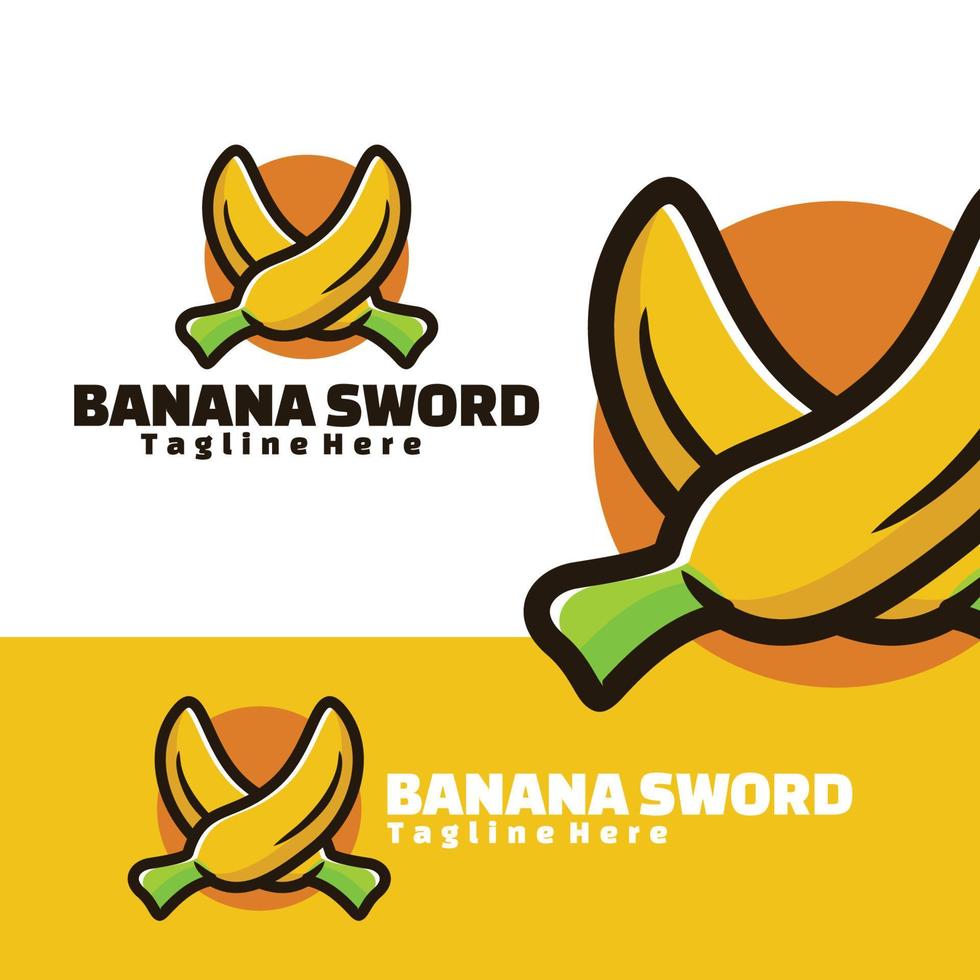 arte del logotipo creativo de espada de plátano vector