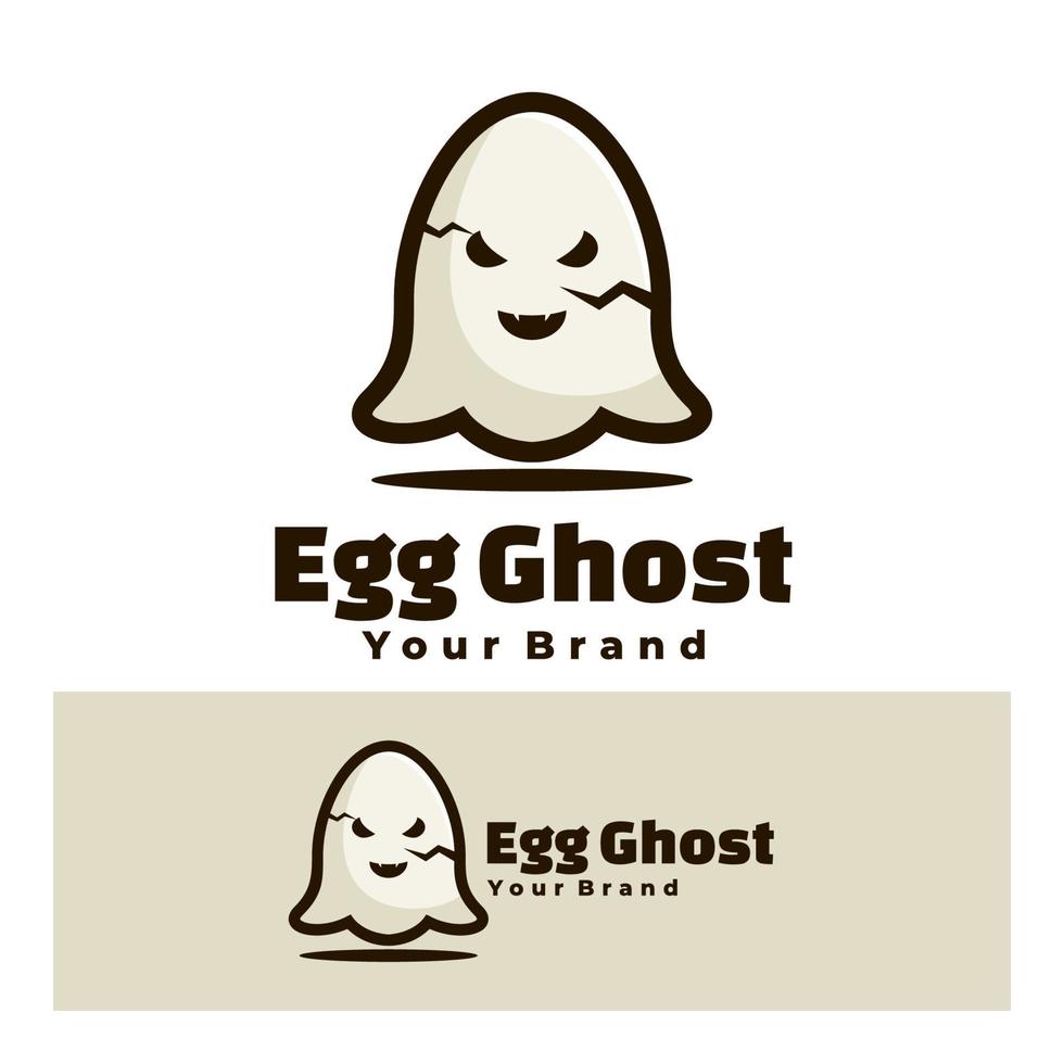 Cute egg ghost logo art illustration vector