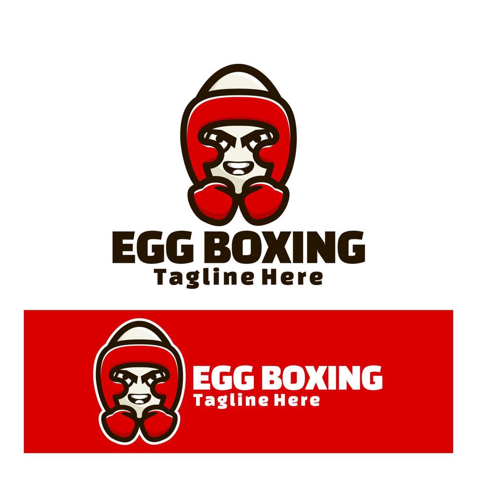 Cute egg boxing logo art illustration vector