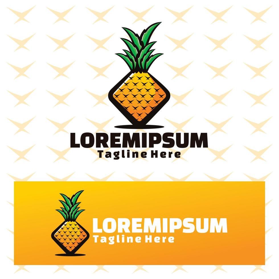 square pineapple logo art vector