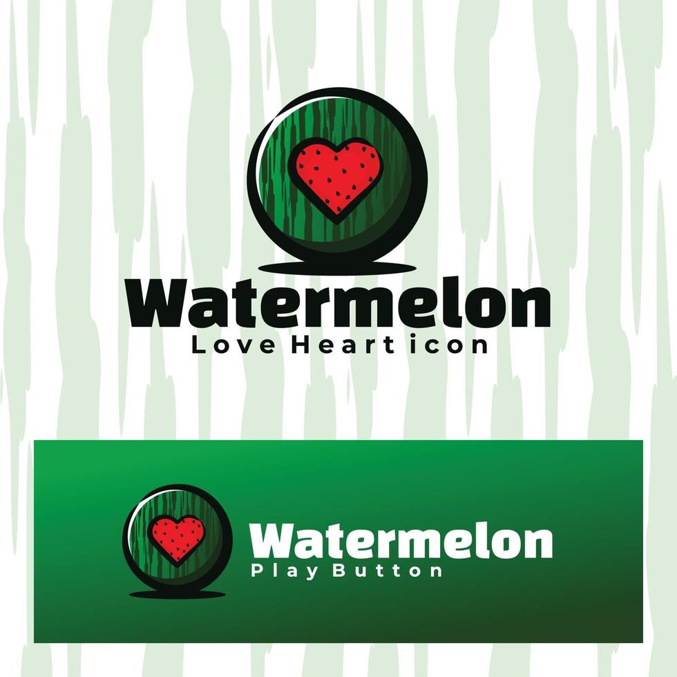 Watermelon love heart icon illustration vector