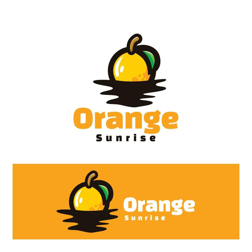 Orange sunrise art logo illustration vector