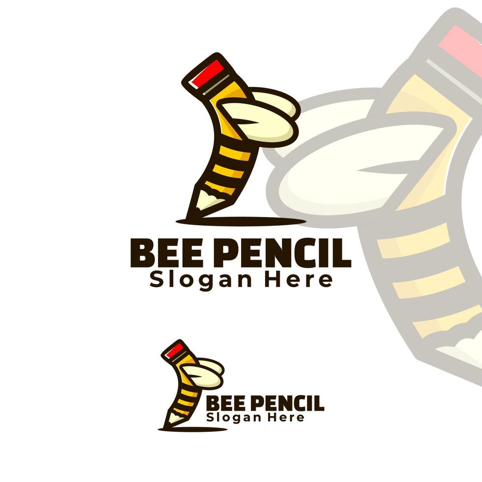 logo bee pencil creative art illustration vector