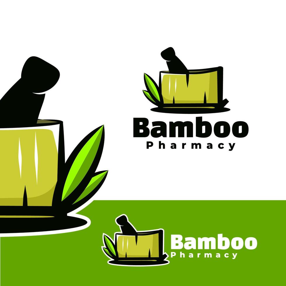 logo bamboo pharmacy art illustration vector