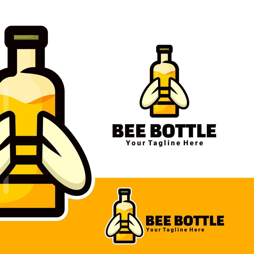 lindo logo abeja botella arte ilustración vector