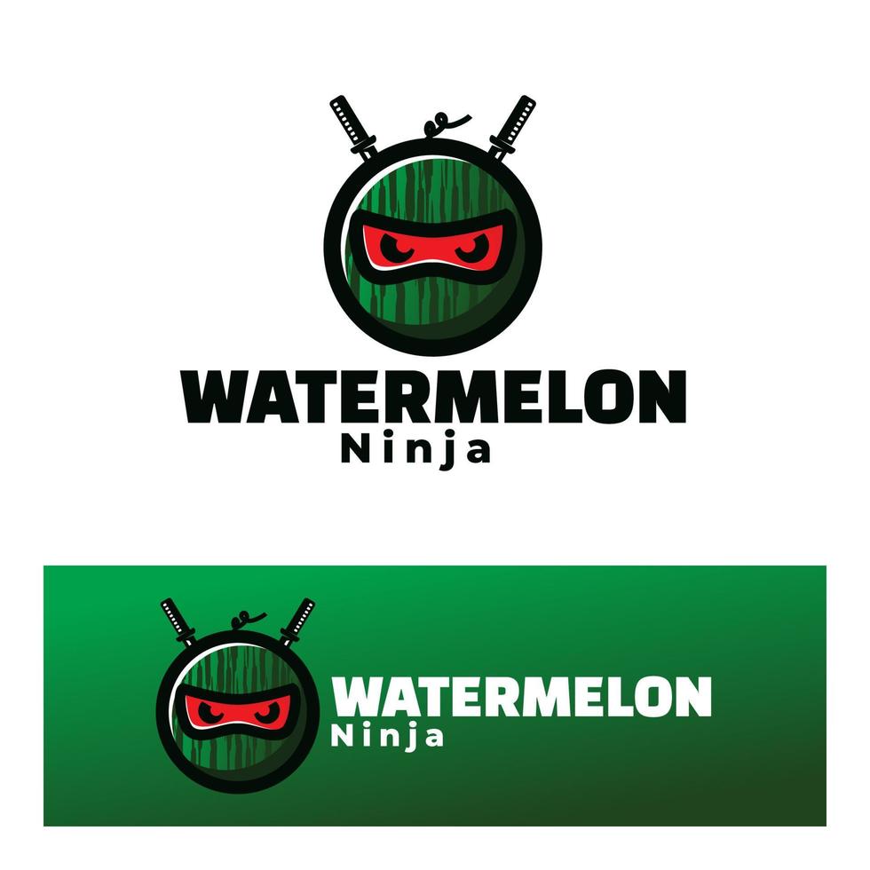Cute Watermelon ninja art illustration vector
