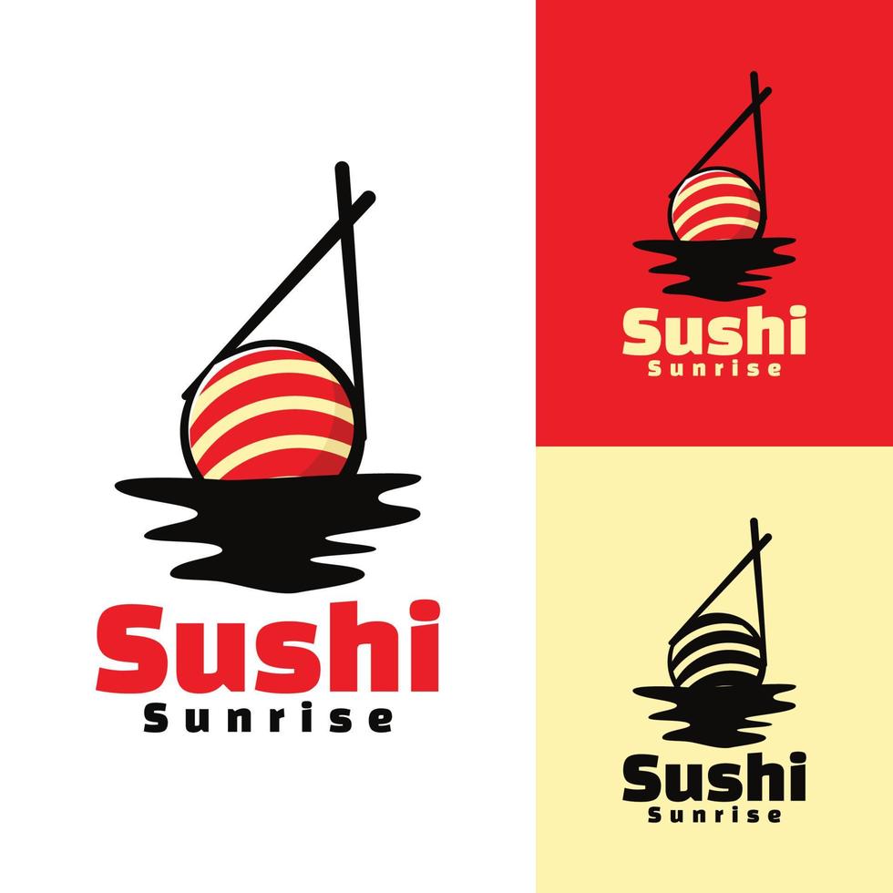 ilustración de logotipo de arte de amanecer de sushi vector