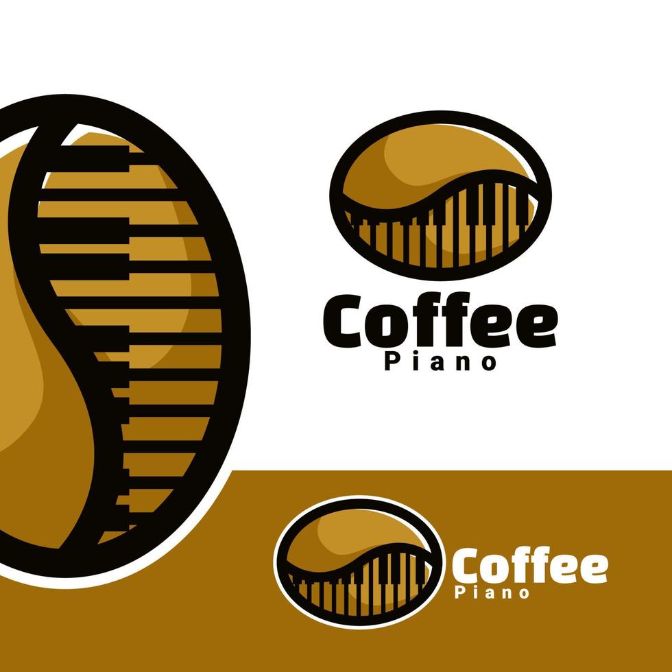 logotipo café piano arte ilustración vector