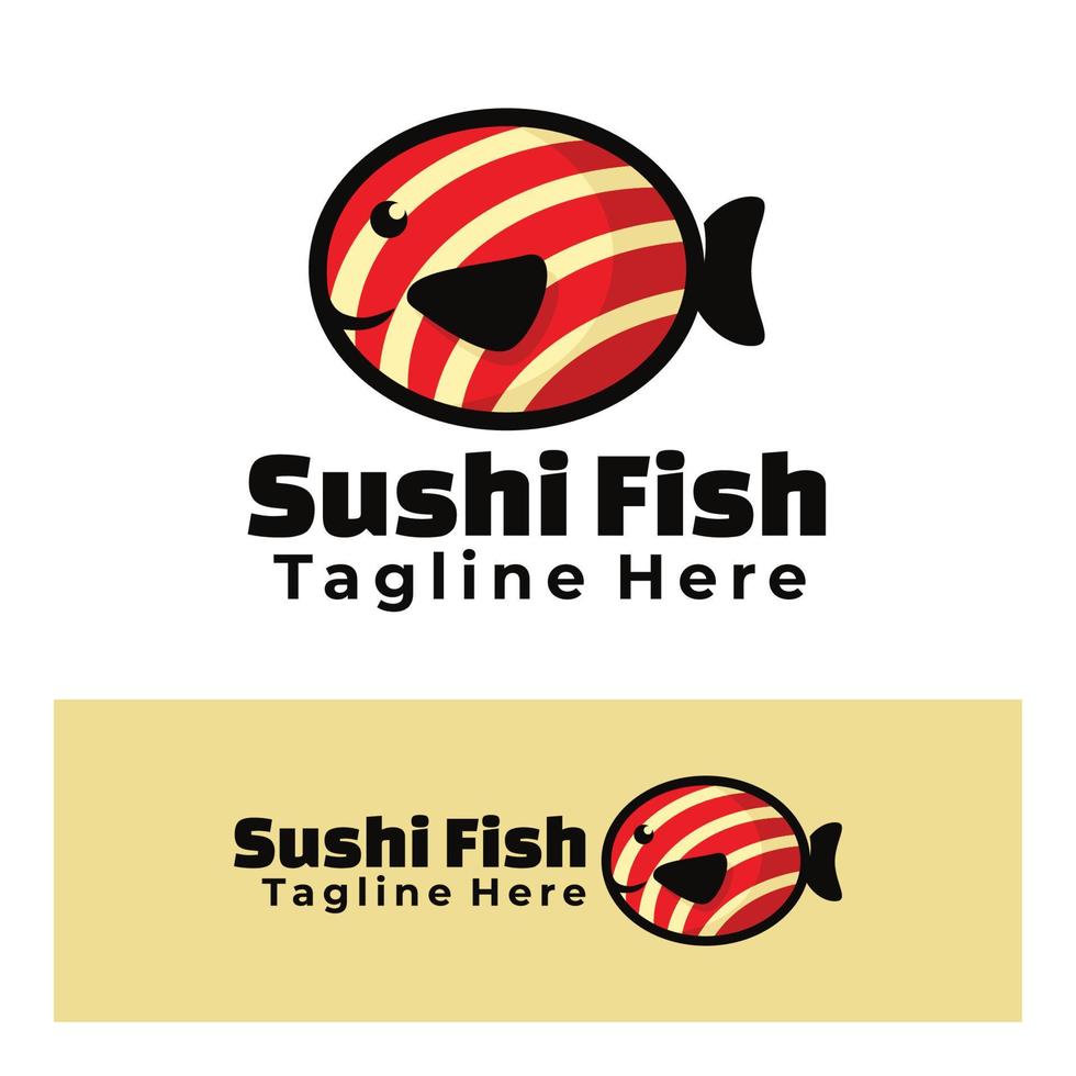 sushi fish art logo illustration vector