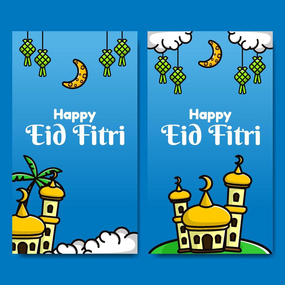 cute stories collection for eid fitri vector