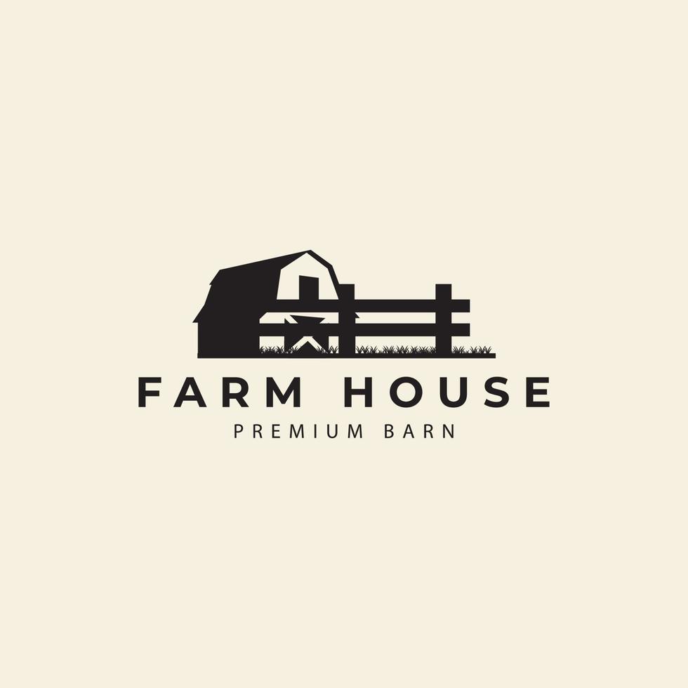 casa de campo y rancho en el granero estilo retro logo vector icono símbolo ilustración diseño