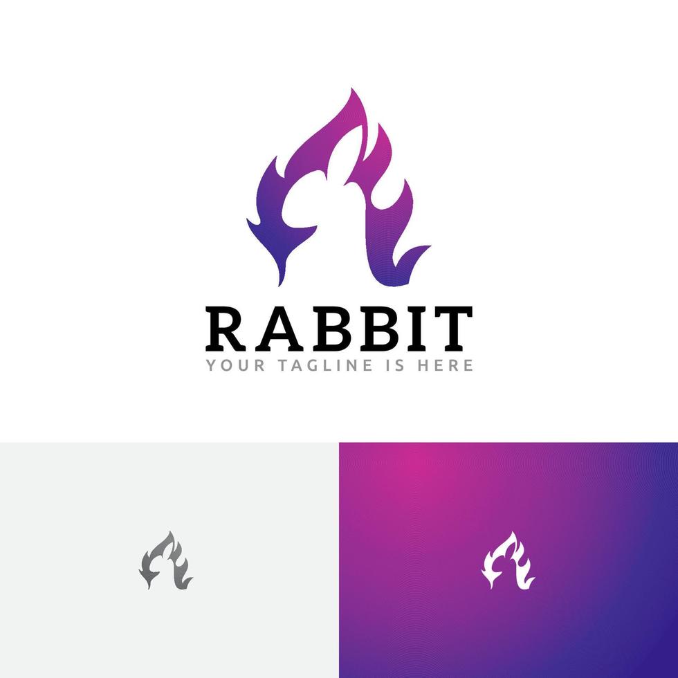 Rabbit Bunny Hare Fire Flame Spirit Negative Space Logo vector