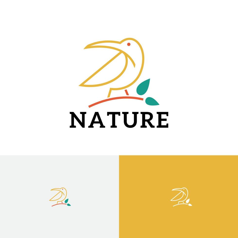 Nature Wildlife Zoo Bird Simple Line Style Logo vector