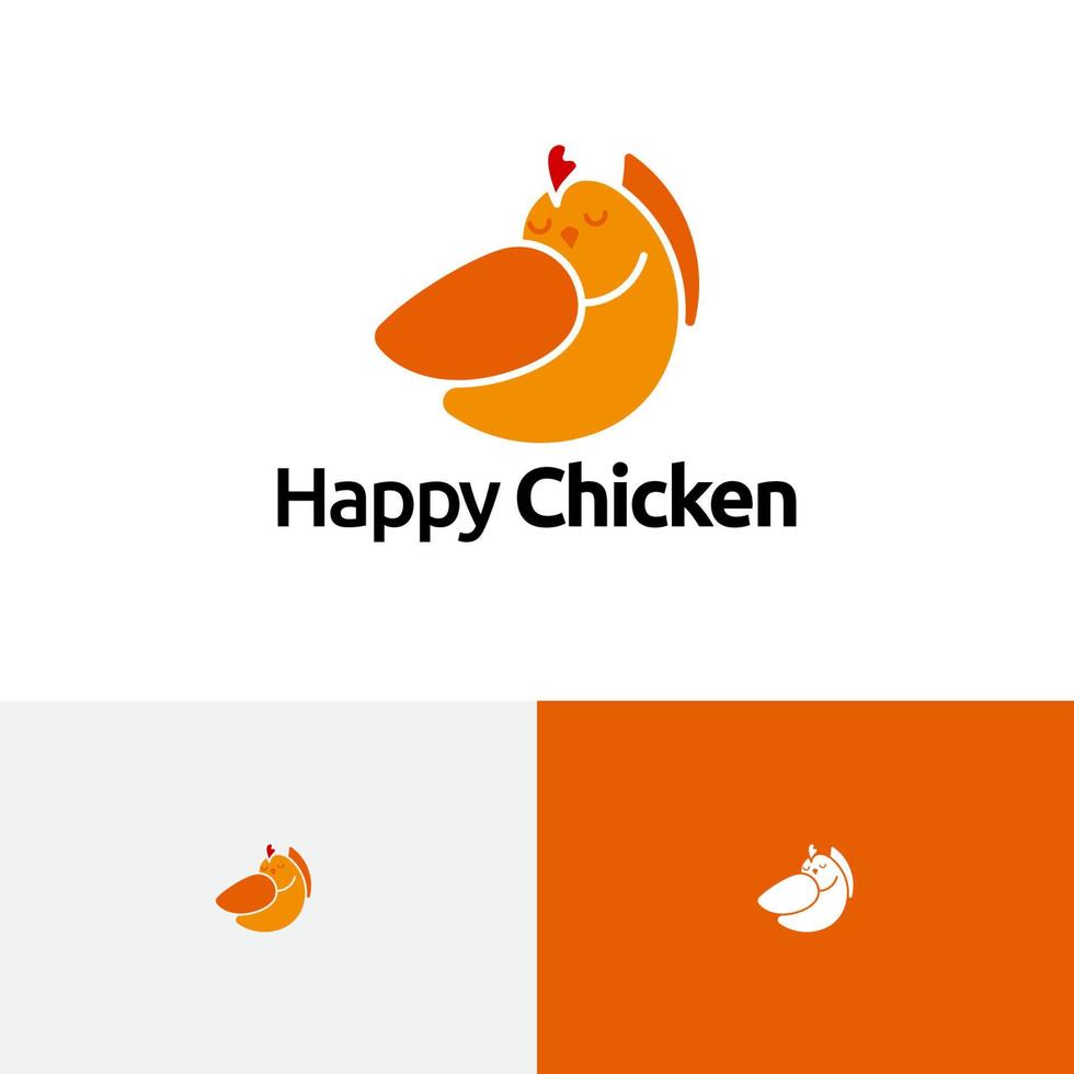 lindo, divertido, gordo, feliz, pollo, simple, logotipo vector