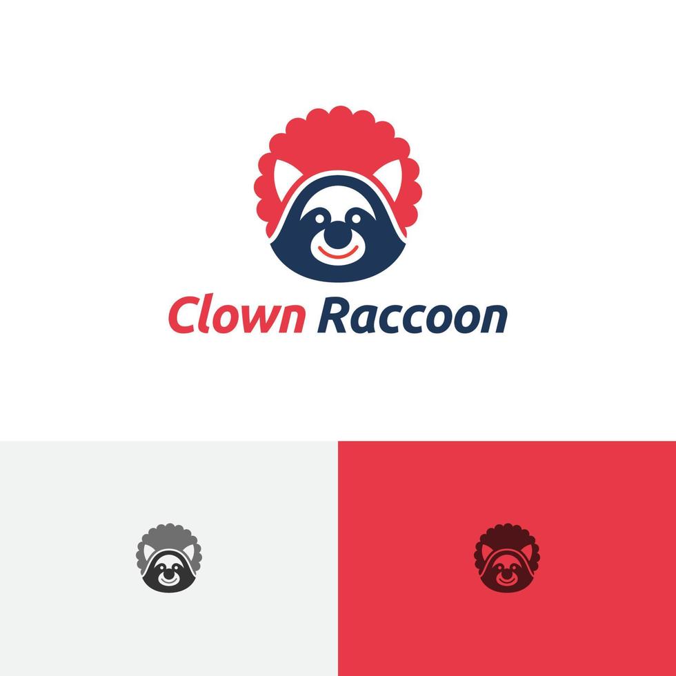 Fun Happy Clown Raccoon Show Animal Zoo Logo vector