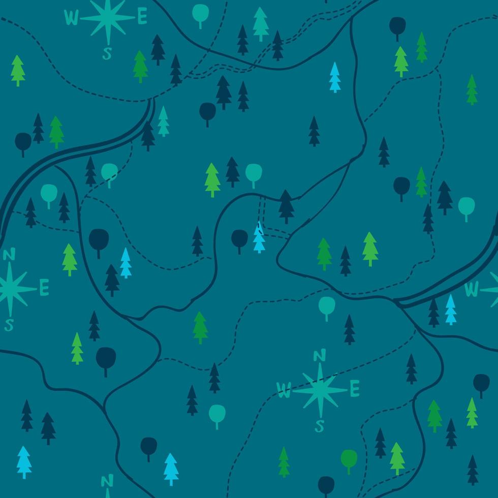 Hiking map seamless repeat pattern print vector