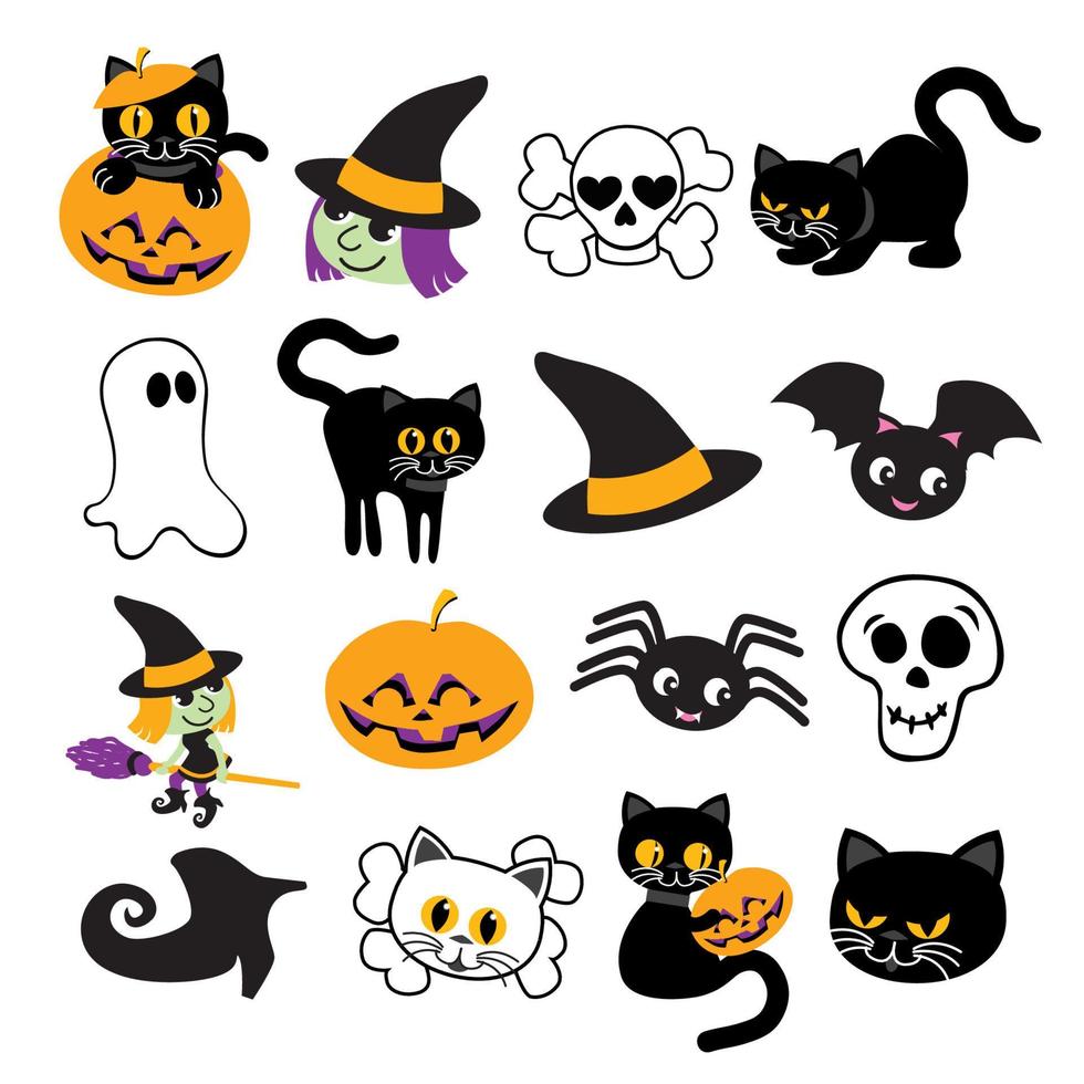 Halloween mixed isolated icon set vector