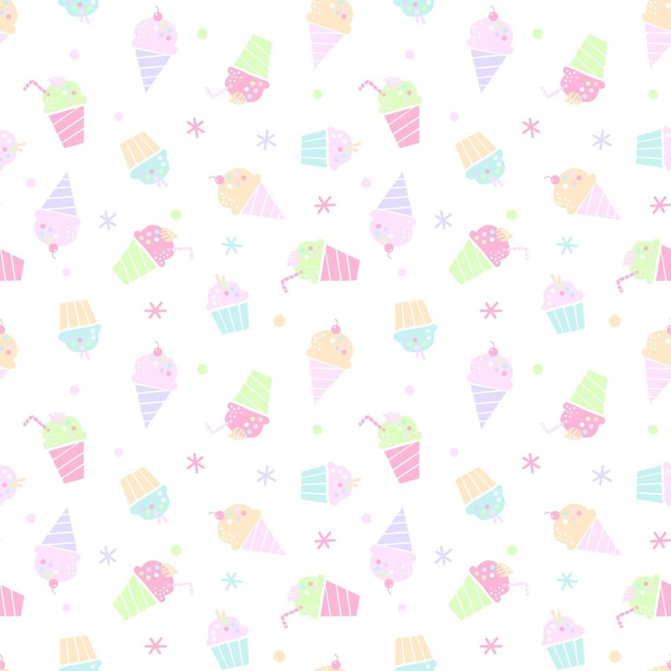 Pastel desserts seamless repeat all over pattern vector