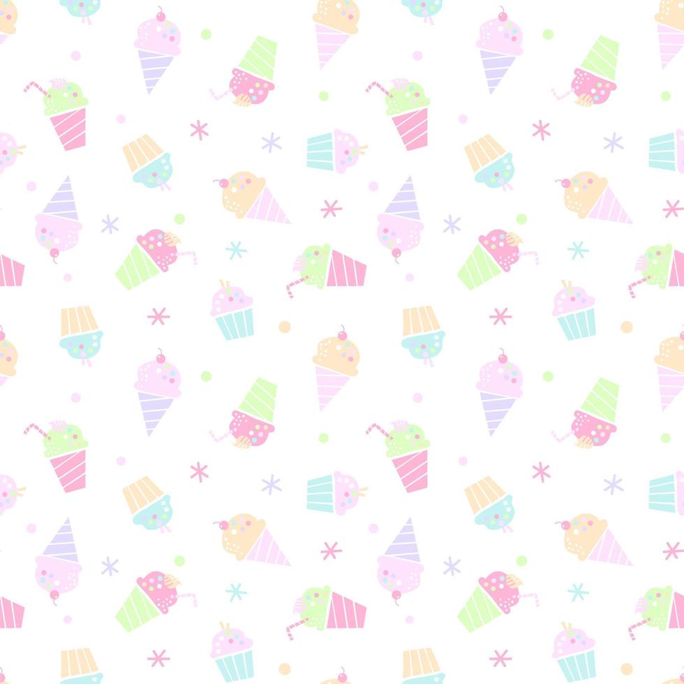 Pastel desserts seamless repeat all over pattern vector