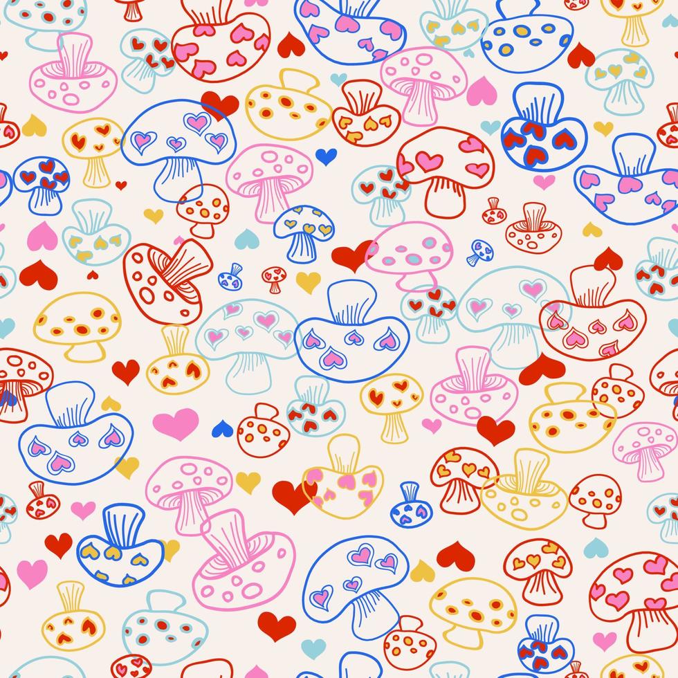 Mushroom seamless repeat all over pattern vector