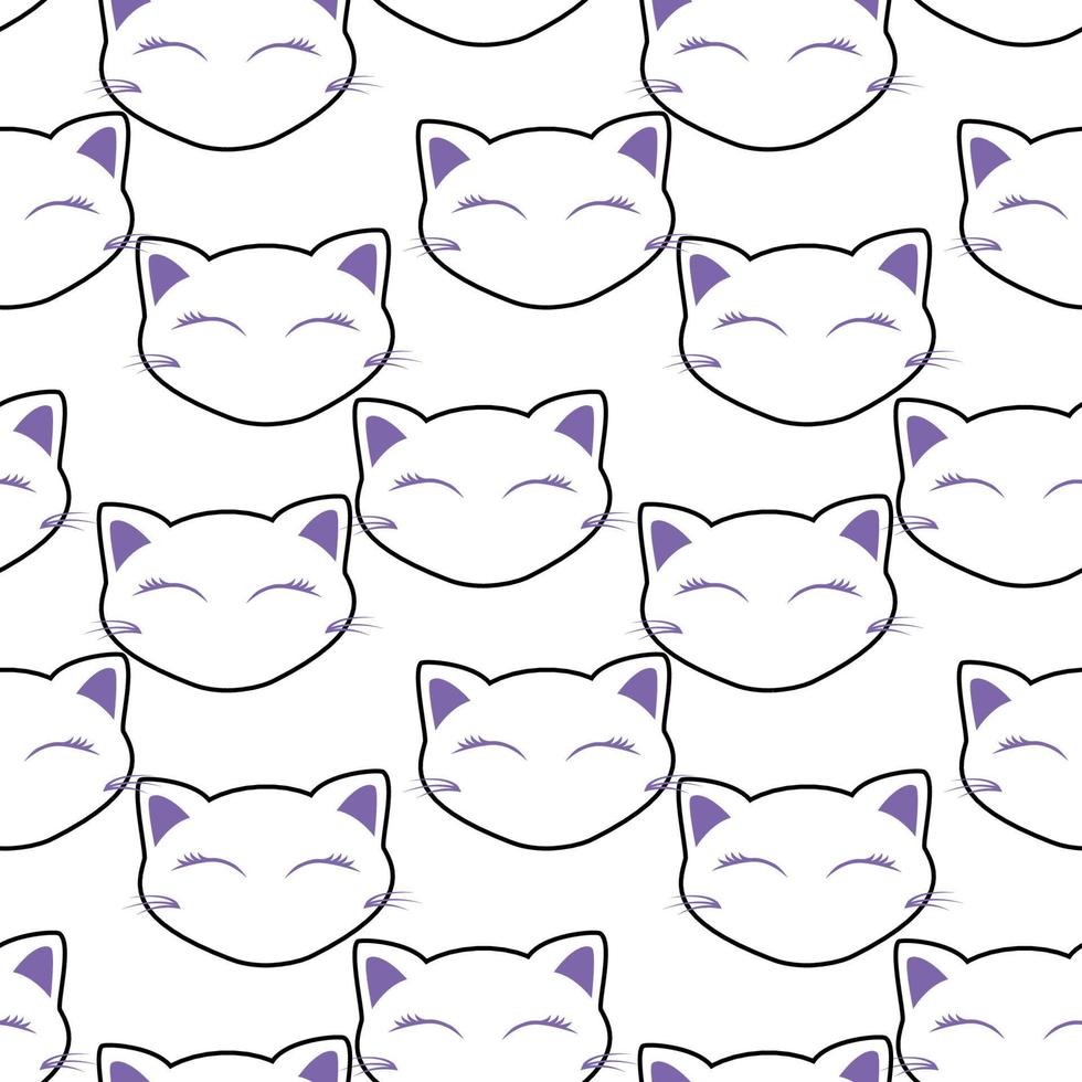 Cat face seamless repeat pattern vector