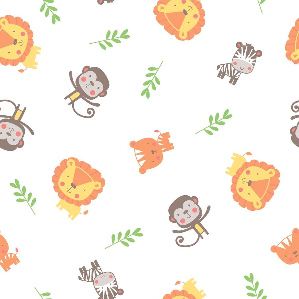 Cartoon animals repeat seamless pattern vector