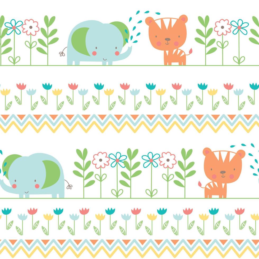 Cartoon animals repeat seamless pattern vector