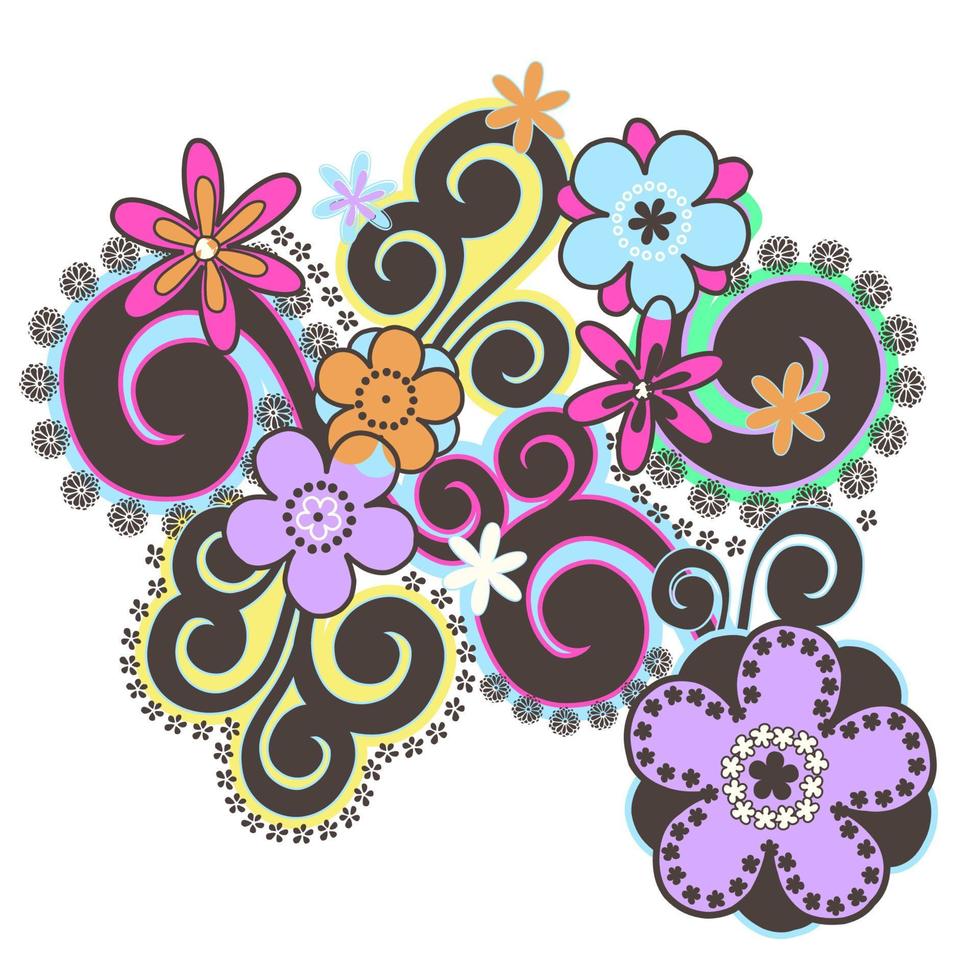 Retro floral isolated icon print vector