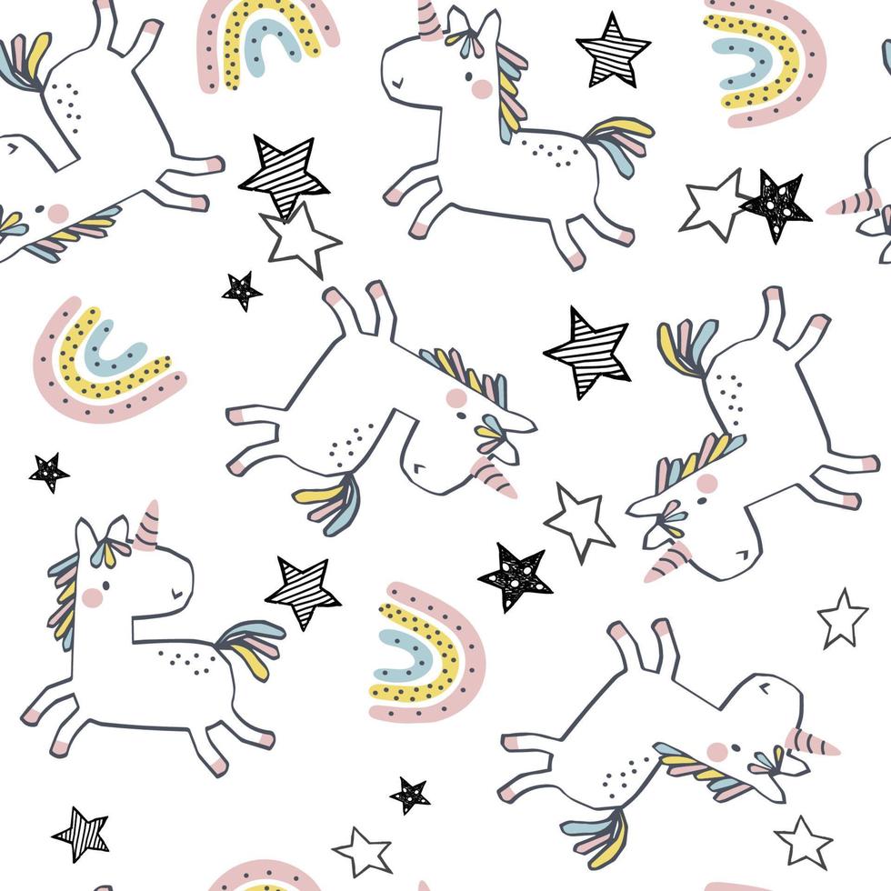 Unicorn seamless repeat pattern print vector