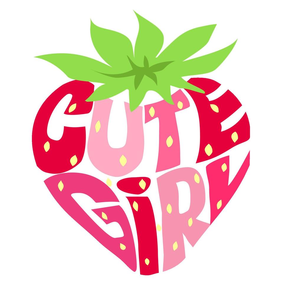 Strawberry cute girl isolated vector icon