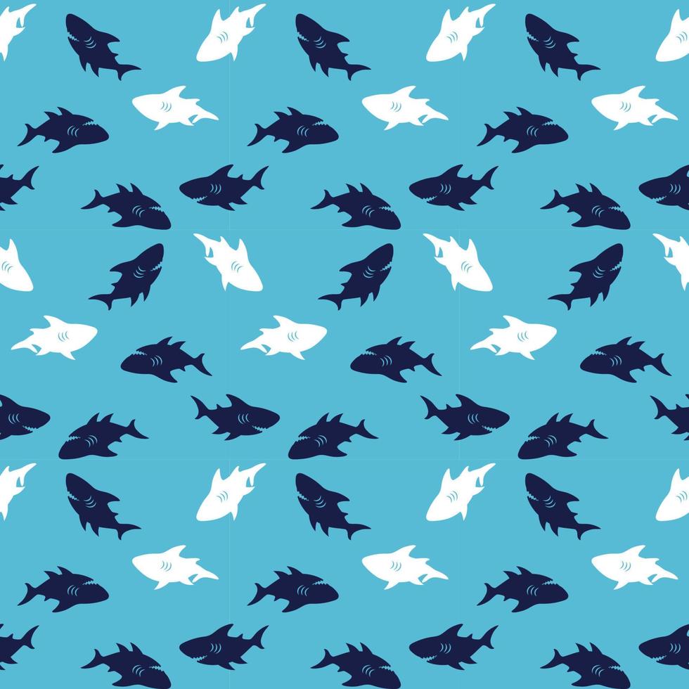 Shark seamless repeat all over pattern vector