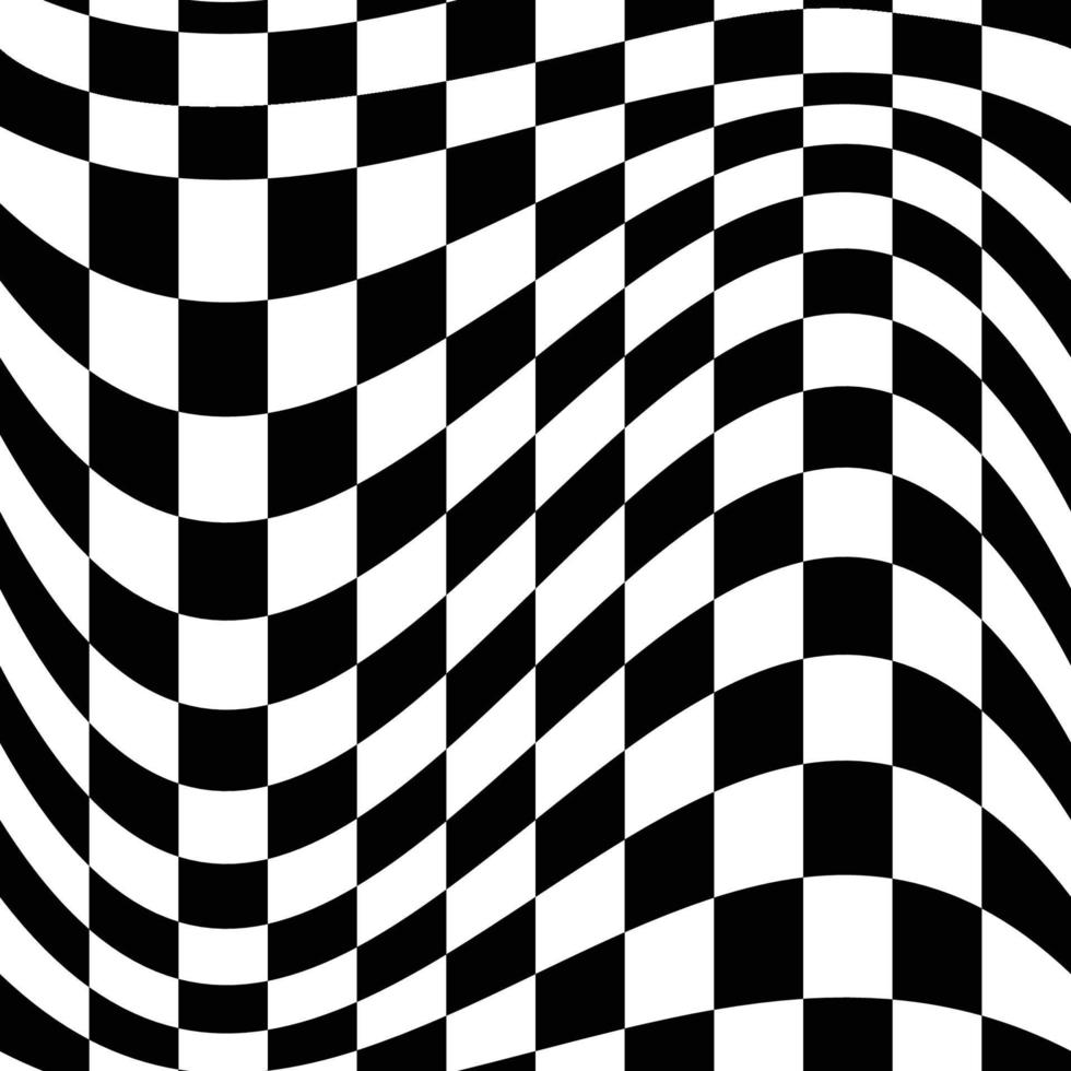 Black and White wavy checkered seamless repeat pattern vector
