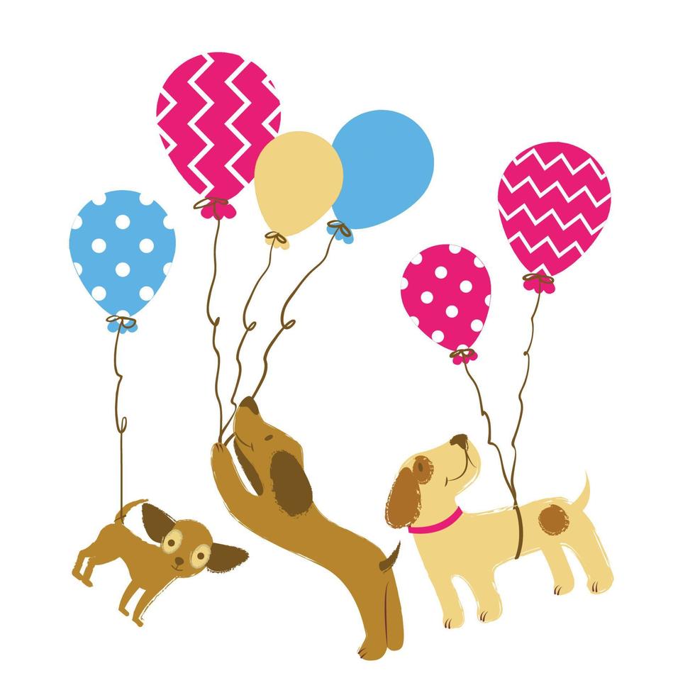 perro volador con estampado de icono de globo vector