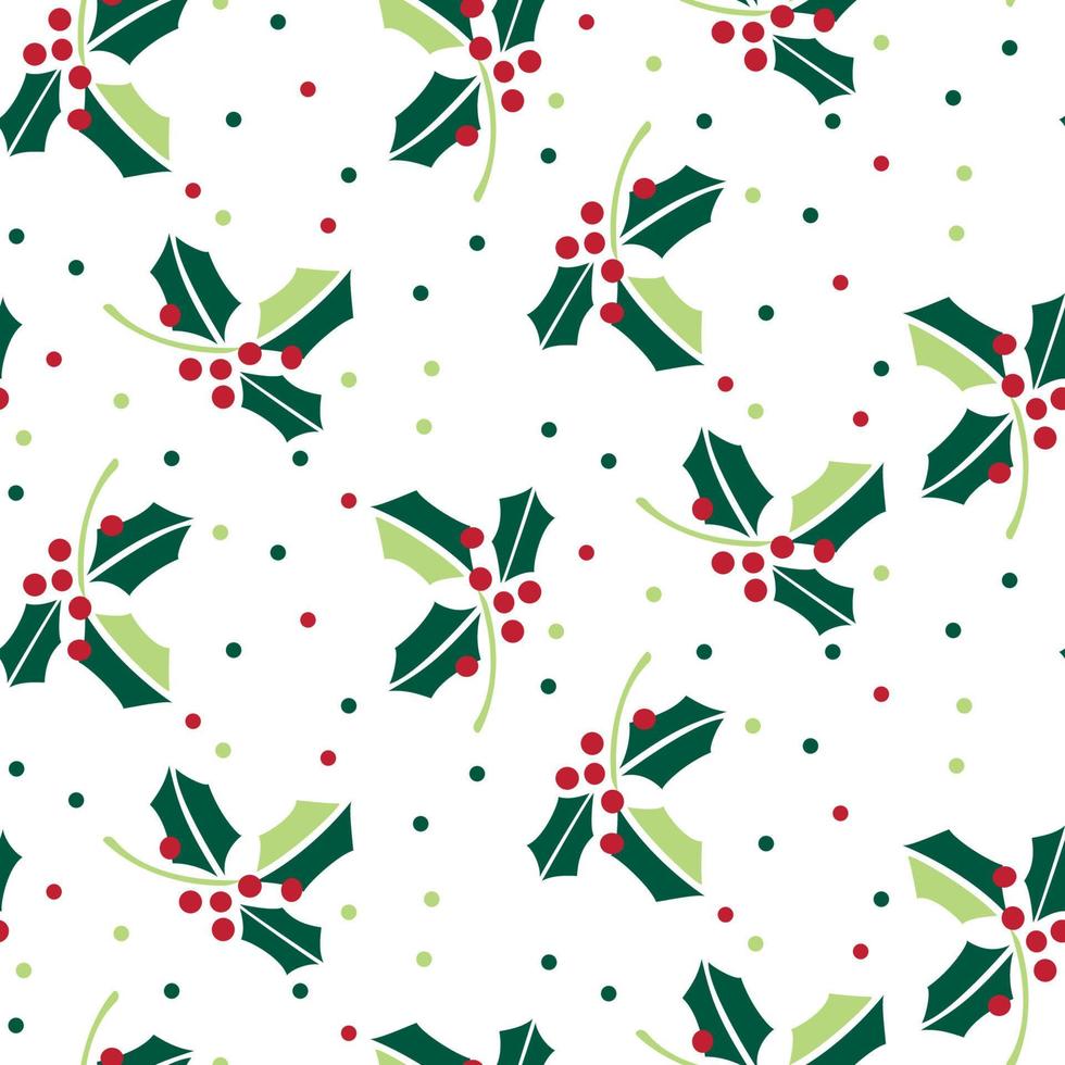 Hollies berries seamless repeat print for Christmas vector