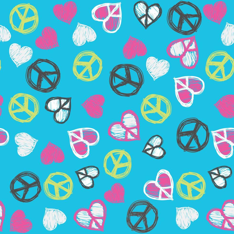 Heart peace sign seamless pattern vector