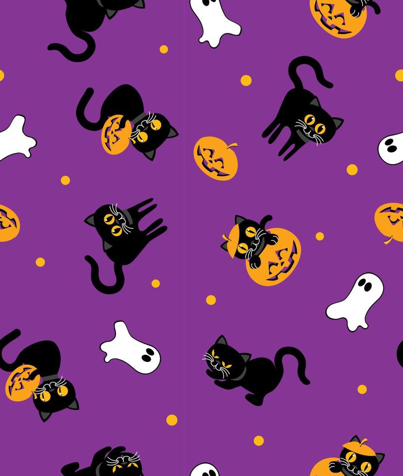 impresión de repetición perfecta de gato de halloween vector