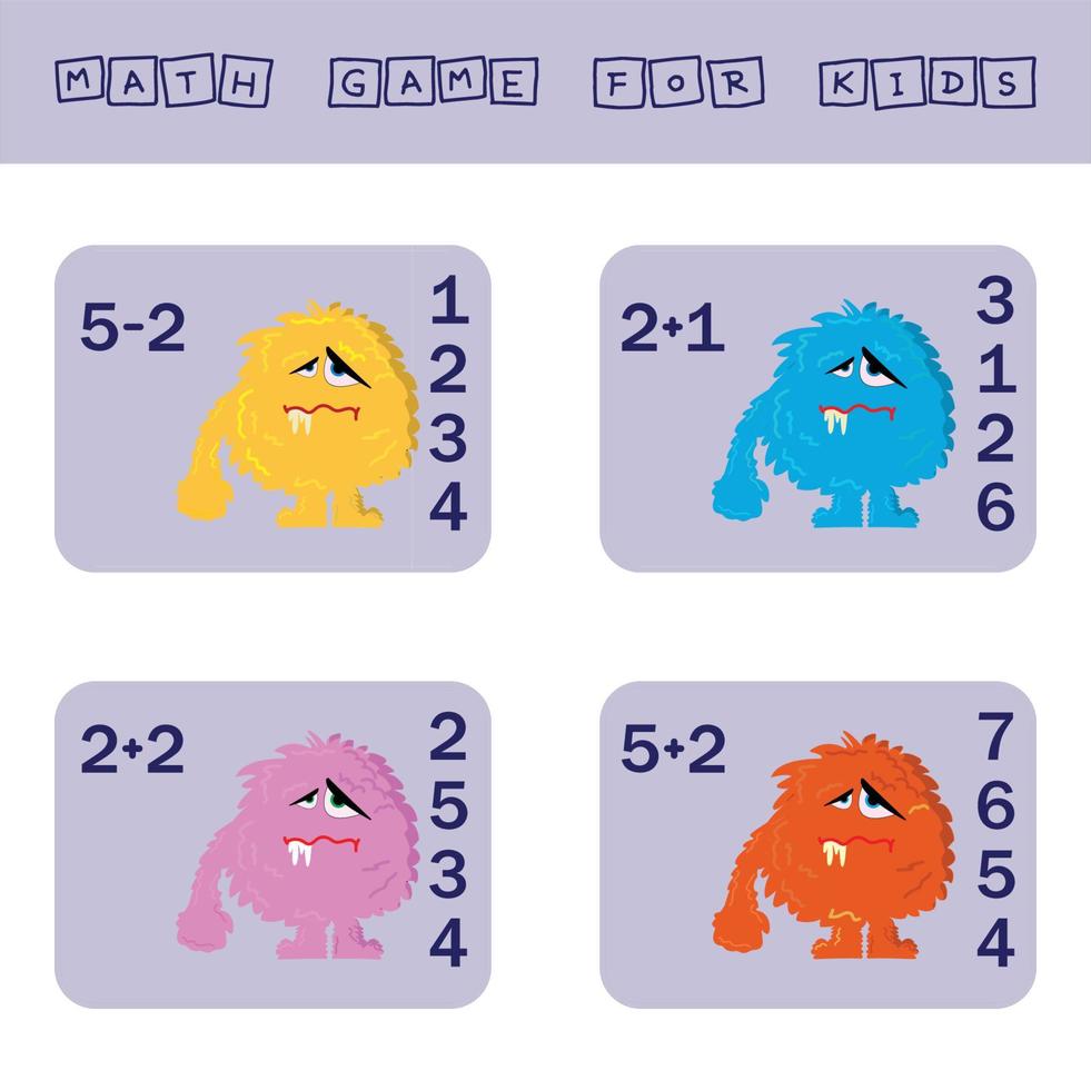 counting game with funny monsters. Preschool worksheet, kids activity sheet, printable worksheet vector