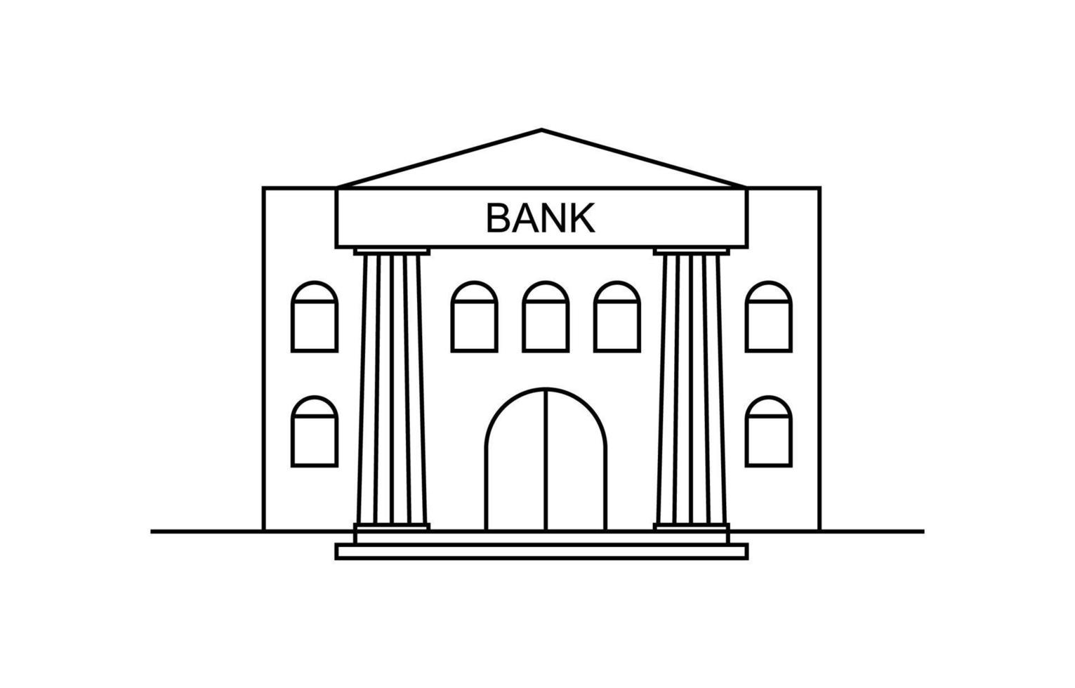 icono de contorno de vector de edificio de banco. ilustración de arte de línea aislada.