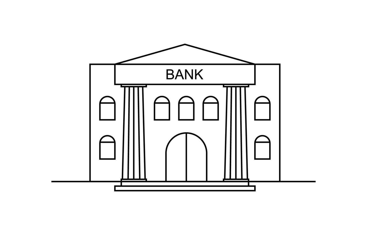 Bank building vector outline icon. Isolated line art illustration.