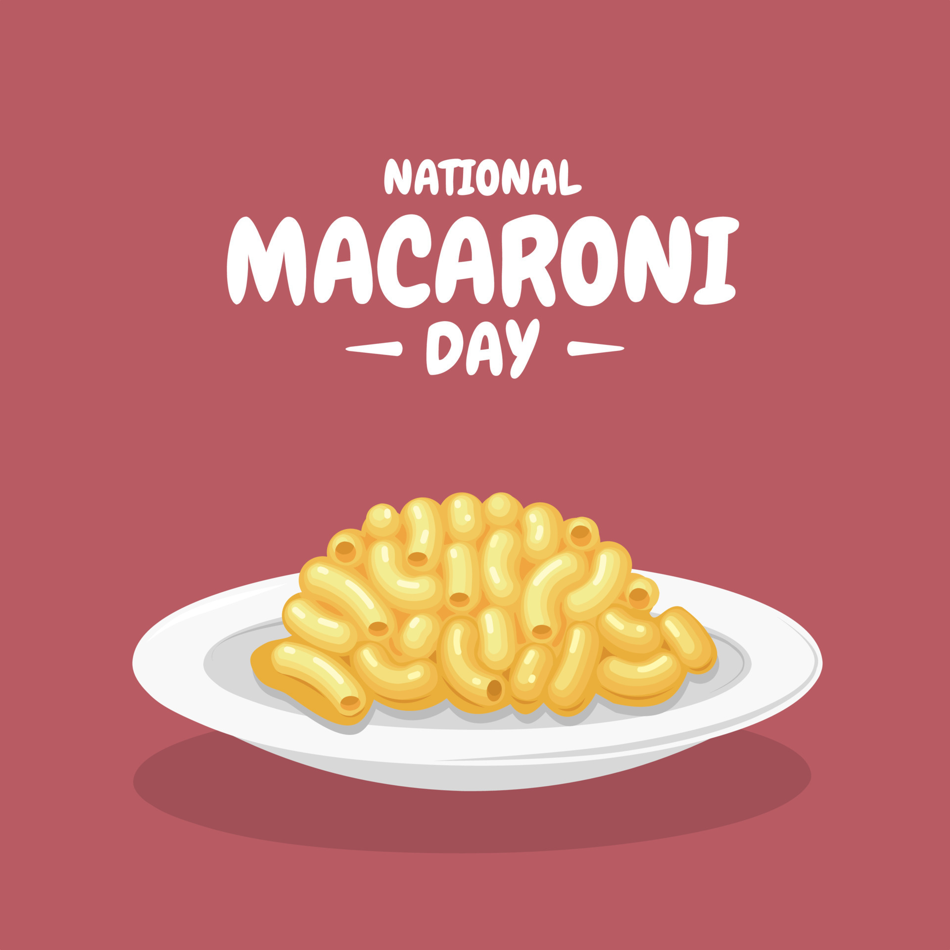 Vector illustration, macaroni pasta with cheese in a plate, as a