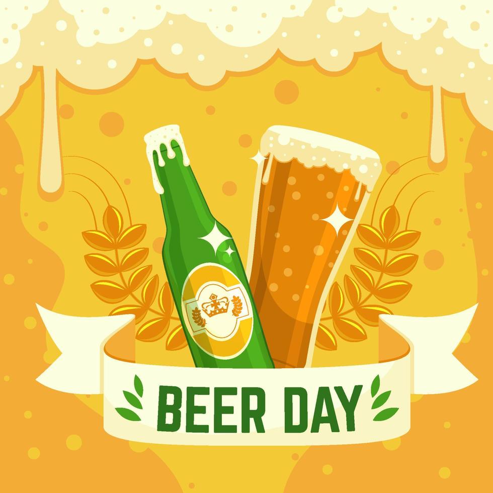 Two Bottles Toast on Beer Day Concept vector