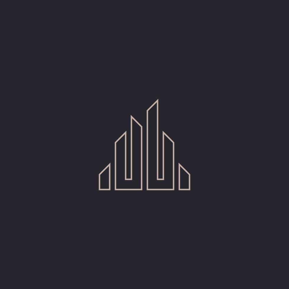 abstract initial letter UL logo in brown color isolated in black background applied for design and building firm logo also suitable for the brands or companies that have initial name LU vector