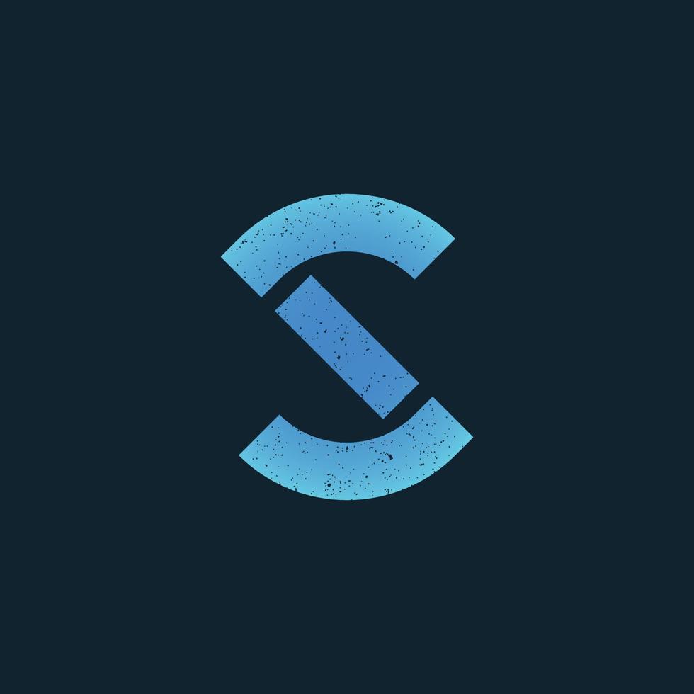 abstract initial letter SI logo in blue color isolated in blue-black background applied for IT service company logo also suitable for the brands or companies that have initial name IS vector